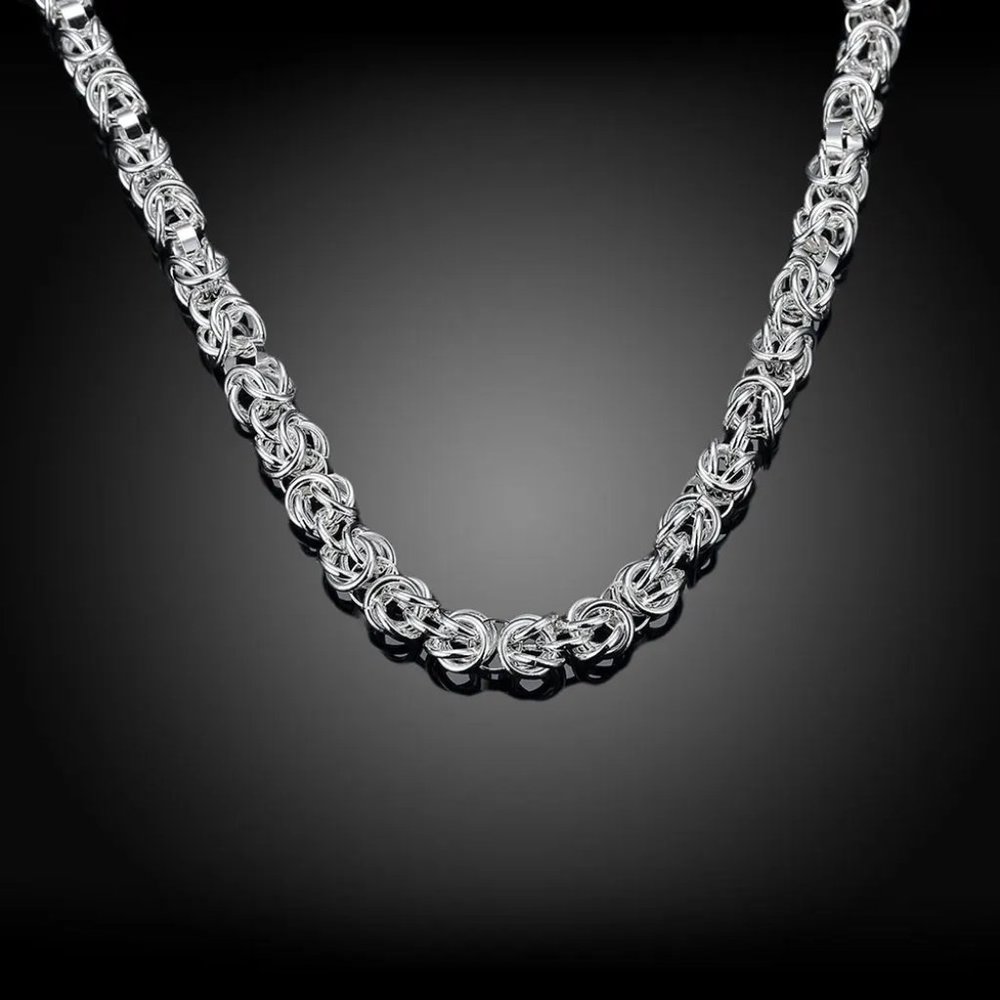 18 Inch Long Byzantine Toggle Chain  7mm Wide Stamped .925 Solid Sterling Silver - Picture 6 of 6